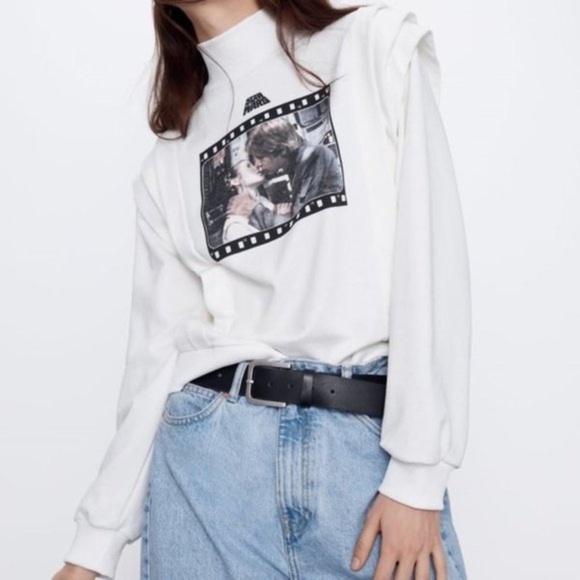 NEW Zara Star Wars Princess Leia Han Solo Mock Neck Sweatshirt Small - Picture 6 of 17